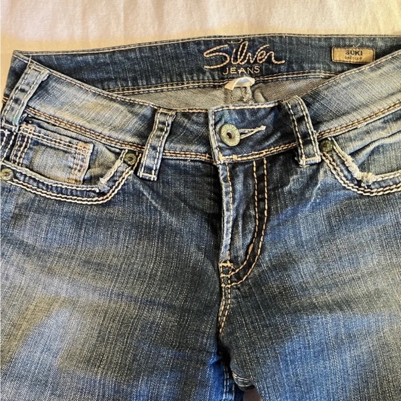Silver Jeans Bootcut Denim Suki Thick Stitch Distressed Jeans Women 28X32 - Picture 4 of 4